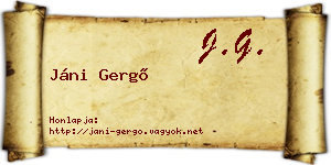 Jáni Gergő névjegykártya
